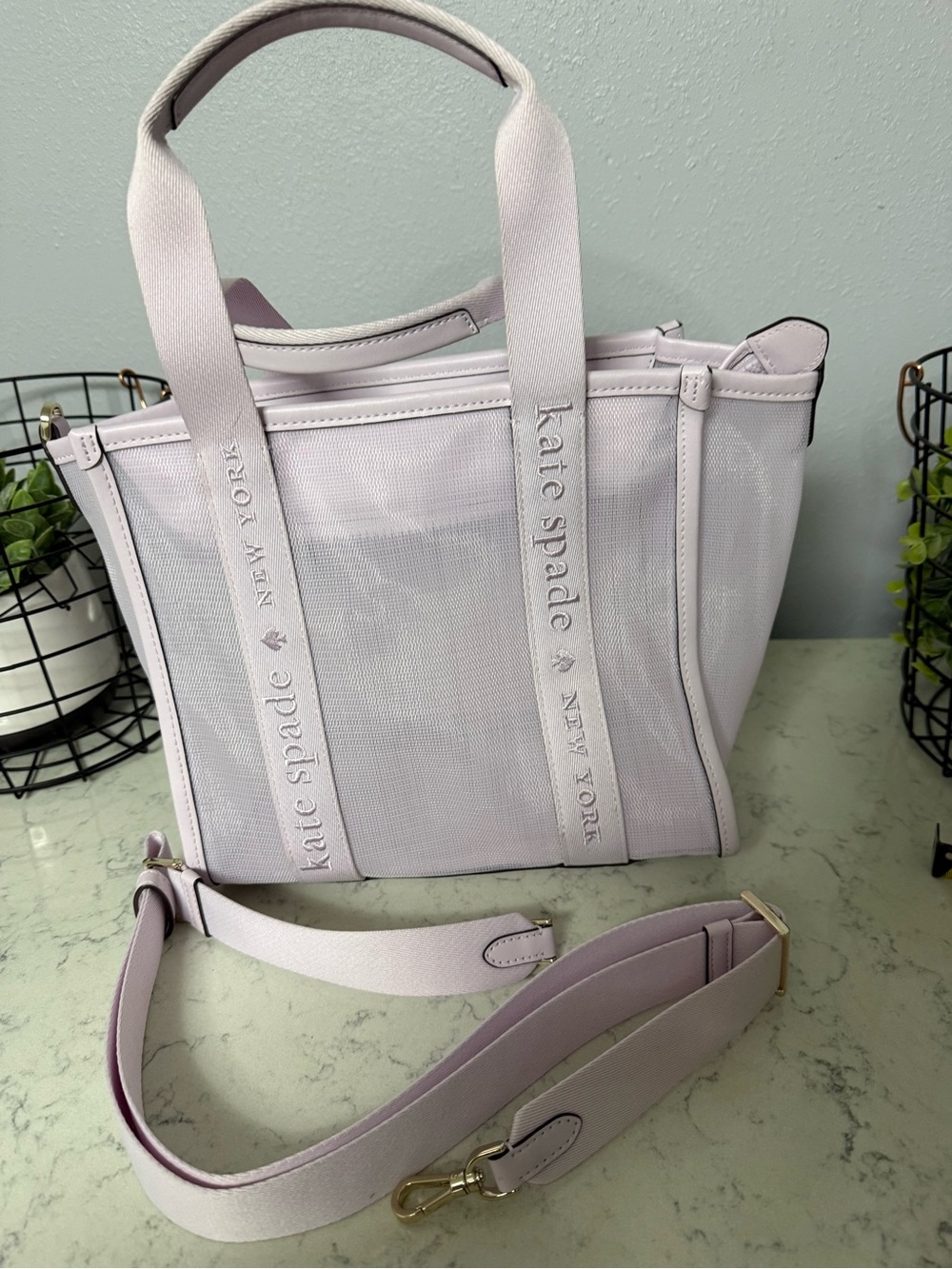 kate spade Lilac Canvas Tote with Removable Strap